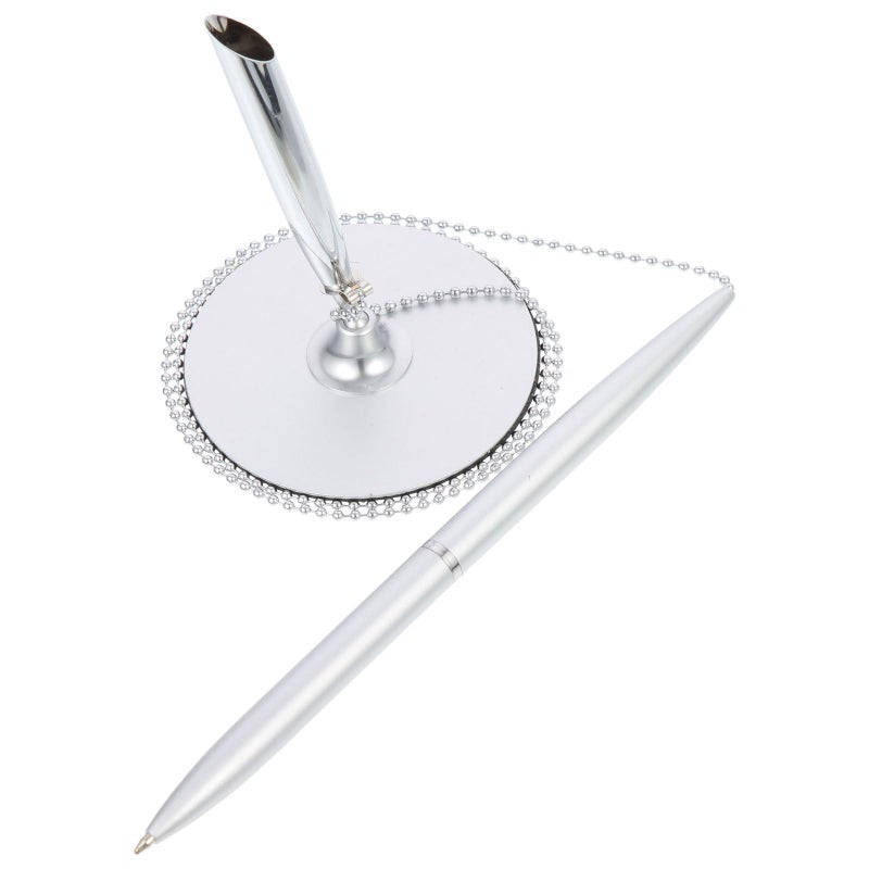 Vertical Desk Pen with Stand Silver Chain Design for Business Hotel Office Use - Image 2