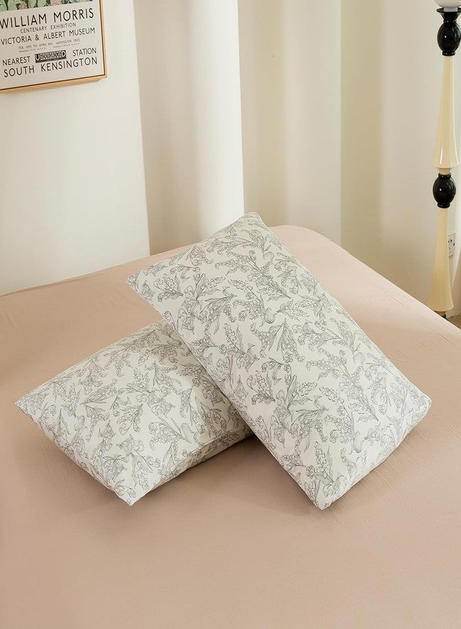 ECOCOTT 2 Pack Pillowcase Queen Size, Vintage Floral Pillow Cases Set - 100% Cotton Pillow Covers with Envelope Closure (Queen, 20"x30") - Image 3