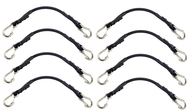 MJMP Bungee Cords Elastic Straps With Hooks Lightweight Duty Bungee Cord (12 Inch X 8 Pack  Black) - Image 1