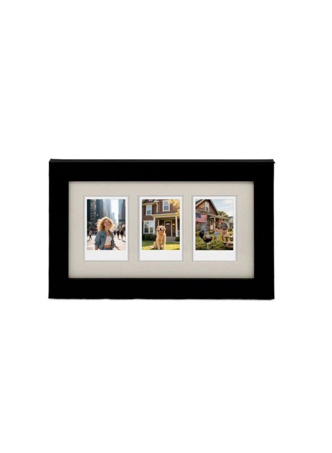 Comtraker Polaroid Picture Frame Collage for 2x3 Instax Mini Film - 3 Openings, Black Photo Wall Display (black, 10.6×6.3) - Image 1