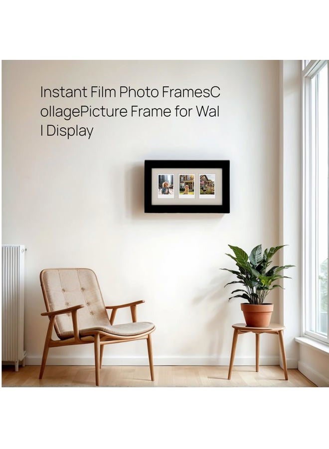 Comtraker Polaroid Picture Frame Collage for 2x3 Instax Mini Film - 3 Openings, Black Photo Wall Display (black, 10.6×6.3) - Image 3