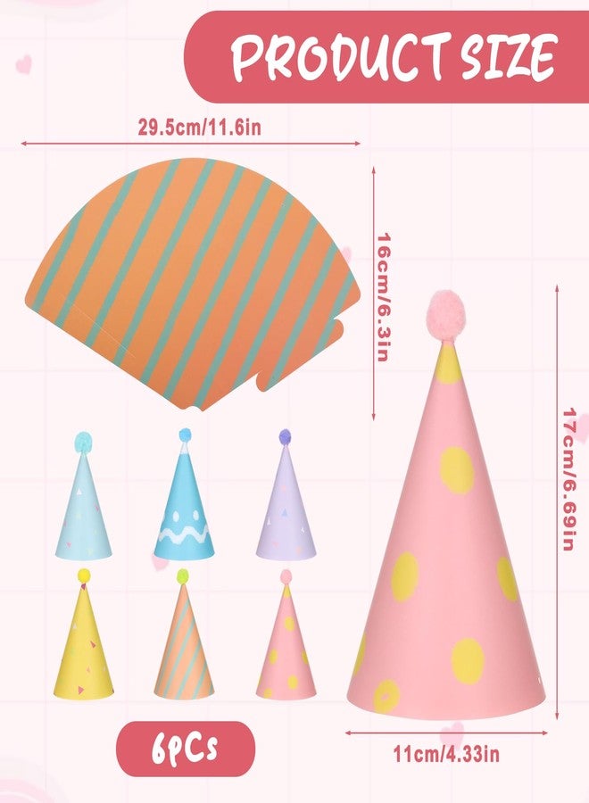 Xyembu 6 Pcs Birthday Hats for Dog/Cat, Mini Party Hats for Stuffed Animals, Adjustable Birthday Party Hat, Pet Accessories for Dolls, Dog, Cat, Small Animals (Multi-Color) - Image 2
