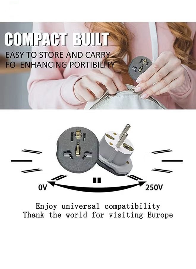Generic - Universal Travel Adapter Plug Converter, 16A 2500W US/AUS/UK to EU Wall Charger Power Plug, 2/3 pin to 2 pin plug socket Fits Type A,B,G,I,J & L for Spain, Italy, Greece, Turkey 250V (Type E/F) - Image 1