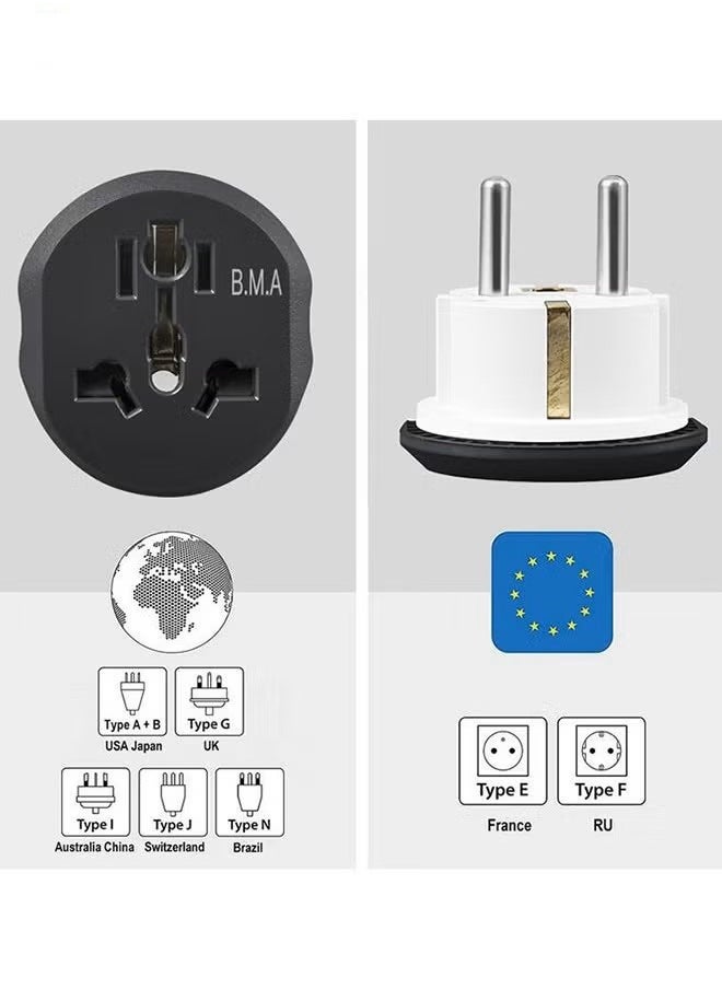 Generic - Universal Travel Adapter Plug Converter, 16A 2500W US/AUS/UK to EU Wall Charger Power Plug, 2/3 pin to 2 pin plug socket Fits Type A,B,G,I,J & L for Spain, Italy, Greece, Turkey 250V (Type E/F) - Image 1