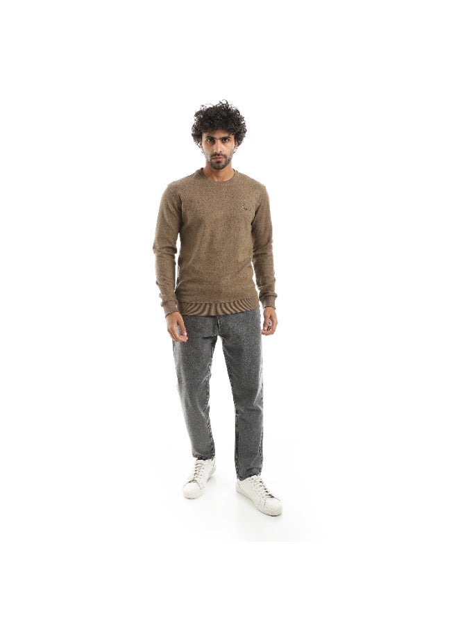 Pavone Taupe Crew Neck Slip On Sweatshirt - Image 5