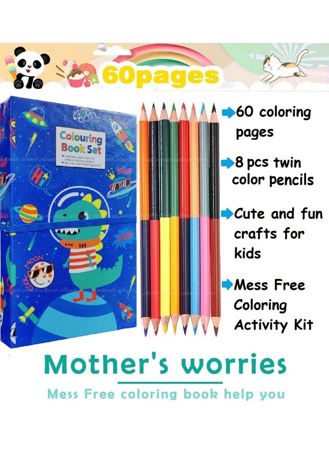 FunBlast Cartoon Colouring Book with 8 Double Side Colour Pencils, Art and Craft Drawing Color Book Set for 3+ Years Old Boys, Girls Toddlers, Return Gift for Kids (Random Color and Print) - Image 4