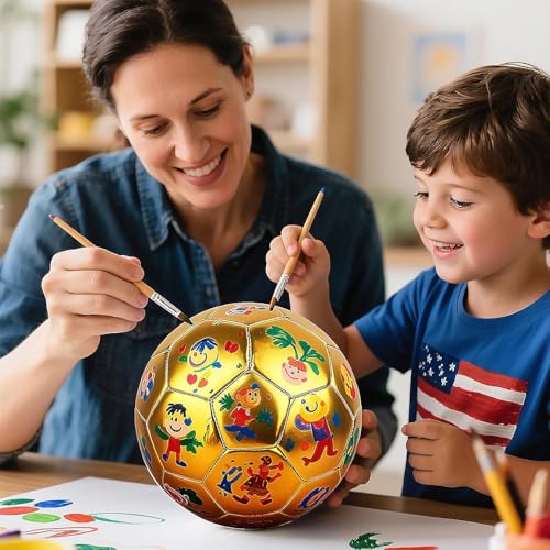 NBSPT Soccer Ball Size 3 4 5 DIY Craft Boys Girls Adults Birthday Gift with Pump Needle Training Practice Yellow Golden Ball - Image 3