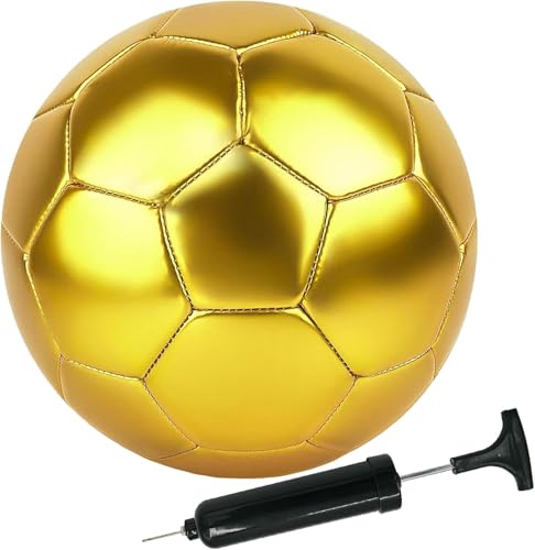 NBSPT Soccer Ball Size 3 4 5 DIY Craft Boys Girls Adults Birthday Gift with Pump Needle Training Practice Yellow Golden Ball - Image 1