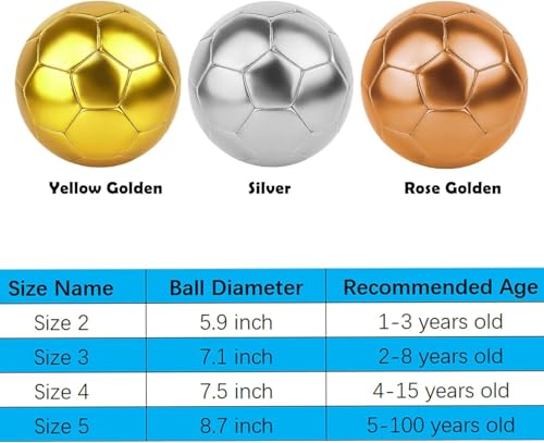 NBSPT Soccer Ball Size 3 4 5 DIY Craft Boys Girls Adults Birthday Gift with Pump Needle Training Practice Yellow Golden Ball - Image 2