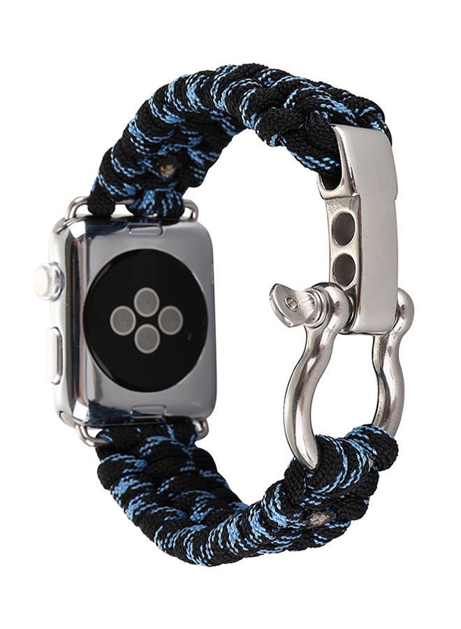 NIBEMINENT Nylon Woven Belt Replacement Band For Apple Watch 42mm Series 1/2/3 Blue/Black - Image 1