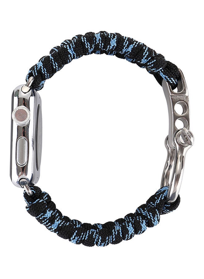 NIBEMINENT Nylon Woven Belt Replacement Band For Apple Watch 42mm Series 1/2/3 Blue/Black - Image 2