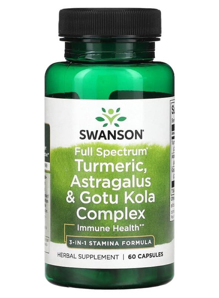 SWANSON Swanson, Full Spectrum Turmeric, Astragalus & Gotu Kola Complex, 60 Capsules 