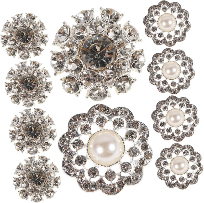 10Pcs Elegant Rhinestone Metal Sewing Buttons for DIY Clothing Flower Shape Decorative Accessories for Skirts Suits and Crafts Projects - Image 1