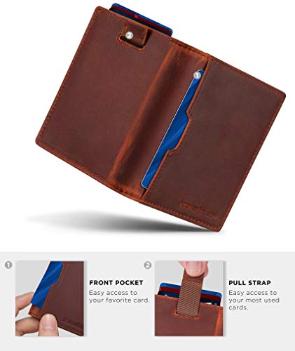 SERMAN BRANDS - Wallets for Men Slim Mens leather RFID Blocking Minimalist Card Front Pocket Bifold Travel Thin (Canyon Red 5.0) - Image 5