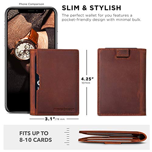 SERMAN BRANDS - Wallets for Men Slim Mens leather RFID Blocking Minimalist Card Front Pocket Bifold Travel Thin (Canyon Red 5.0) - Image 3