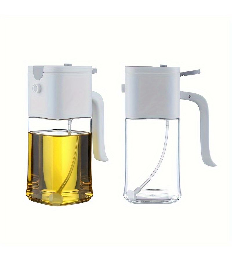 White 16.9oz Plastic Oil Spray Bottle 2-in-1 Spray and Pour Dispenser for Cooking - Image 2