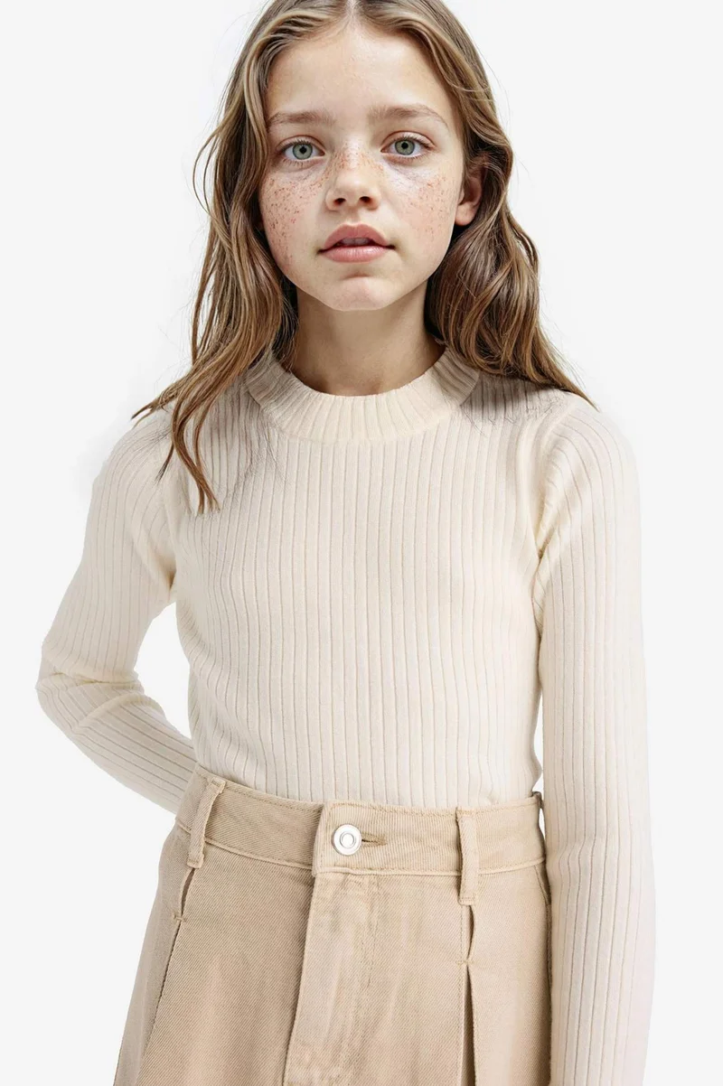 ديفاكتو Girl Slim Fit Crew Neck Knit Pullover