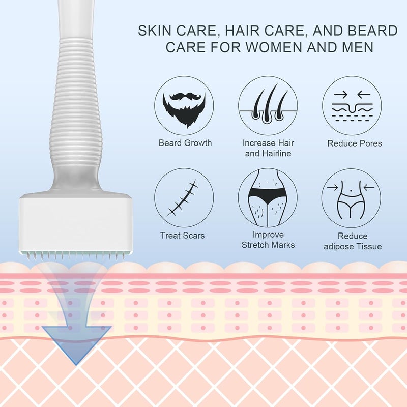 Adjustable Microneedling Derma Stamp - 140 Titanium Pins Professional Microneedle Dermapen for Hair, Beard Growth, Face, Body - Best Derma Roller Alternative - Image 4