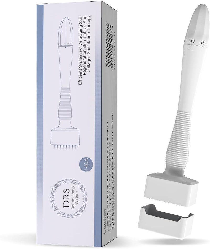 Adjustable Microneedling Derma Stamp - 140 Titanium Pins Professional Microneedle Dermapen for Hair, Beard Growth, Face, Body - Best Derma Roller Alternative - Image 1