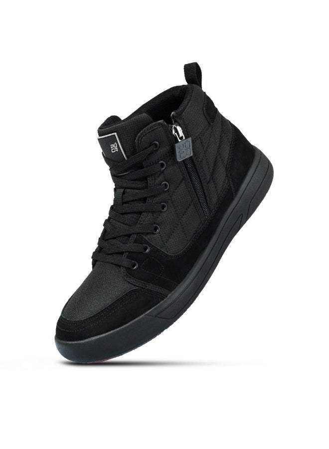 PUCA Mens Shoes with Mesh | High Ankle Boots | Micro-Fibre Outer | Light Weight | Slip Resistant | Genesis Black - Image 1
