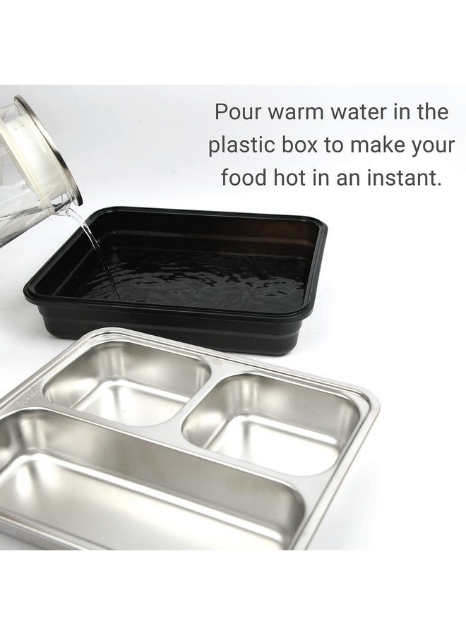 Femora High Steel Container Rectangle Lunch Box for Office-College-School - (Not Leakproof) (3 Pots) - Black - Image 5