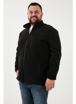 Buratti Regular Fit Stand Collar Zippered Plus Size Polar Fleece Cardigan Men's Cardigan 5906028B  - Image 1