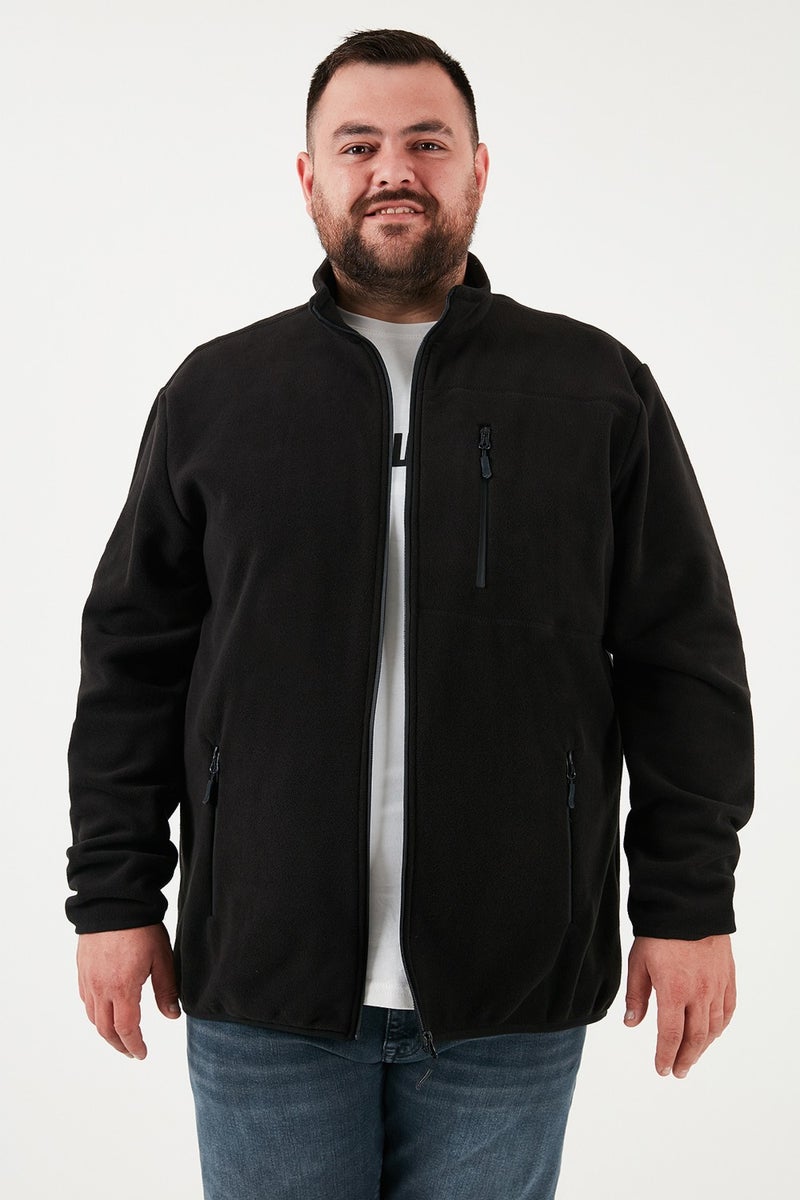 Buratti Regular Fit Stand Collar Zippered Plus Size Polar Fleece Cardigan Men's Cardigan 5906028B  - Image 5