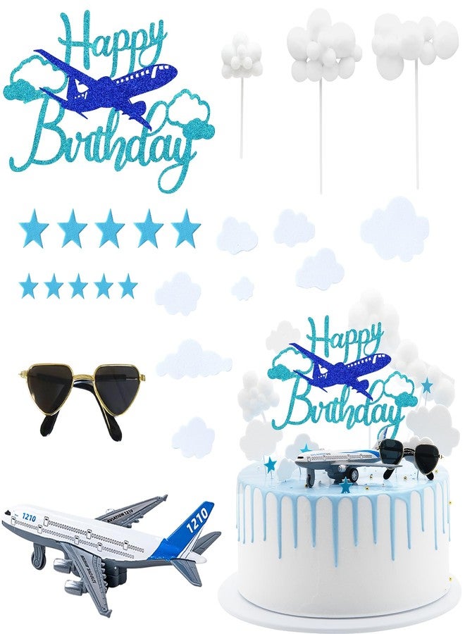 Knana 24Pcs Airplane Cake Topper Airplane Figurine Cake Decorations for Airplane Theme Happy Birthday Party Supplies - Image 1