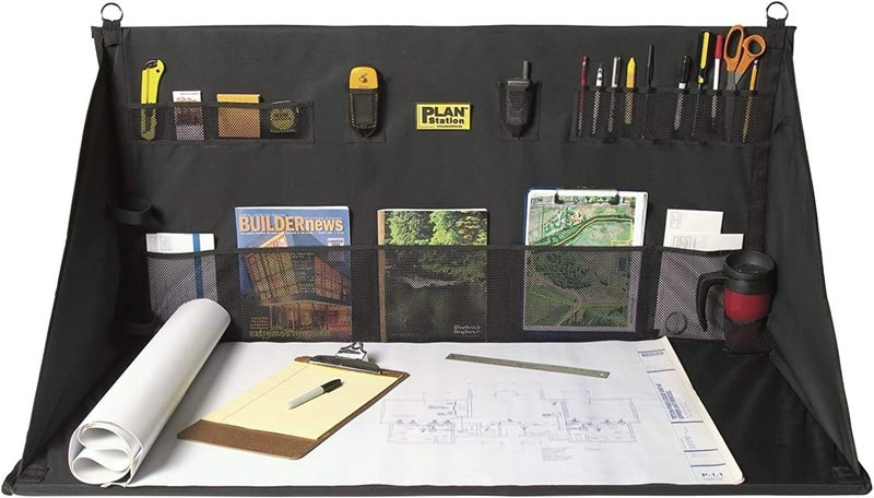 Plan Station PRO WS3800 Portable Standing Desk, Workbench, Station, Storage for Jobsite, Garage, Office, Shop, Hanging Work Surface, Black - Image 1