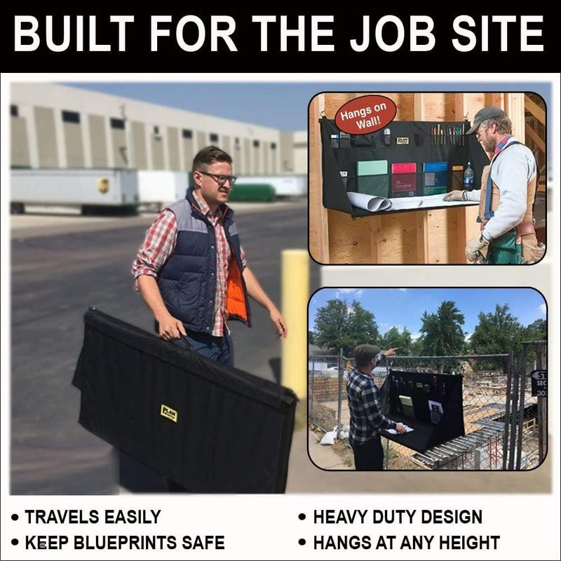 Plan Station PRO WS3800 Portable Standing Desk, Workbench, Station, Storage for Jobsite, Garage, Office, Shop, Hanging Work Surface, Black - Image 4