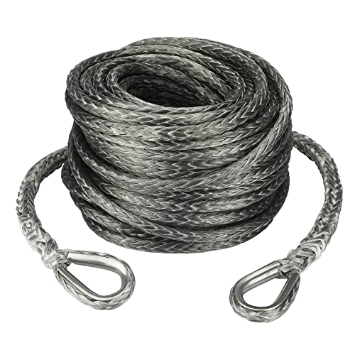Ucreative 38 Inch x 92 Feet Synthetic Winch Extension Rope 26500 Lbs for Off Road Vehicle ATV UTV SUV Gray