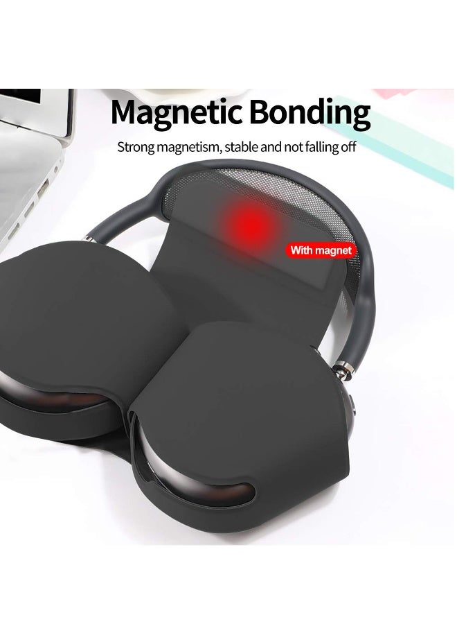 NIBEMINENT For Apple AirPods Max Case, Smart Automatic Sleep Headphones Silicone Storage Bag, Portable Travel Anti-Scratch Carrying Case, Compatible with AirPods Max Anti-Dust Protective Cover (Black)  - Image 5