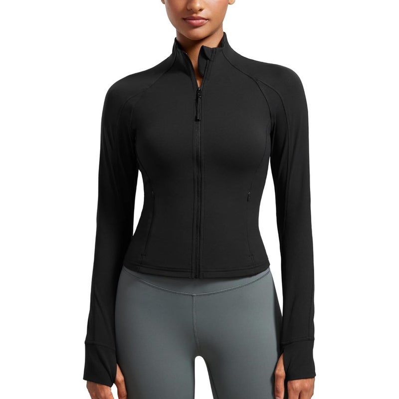 Butterluxe Womens Cropped Slim Fit Workout Jackets - Weightless Track Athletic Full Zip Jacket with Thumb Holes - Image 1