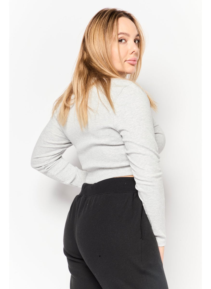 PUMA Women Sportswear Fit Long Sleeve Outdoor Top, Light Grey  - Image 3