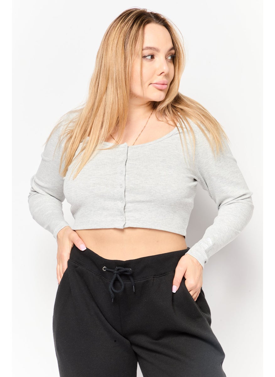PUMA Women Sportswear Fit Long Sleeve Outdoor Top, Light Grey  - Image 1