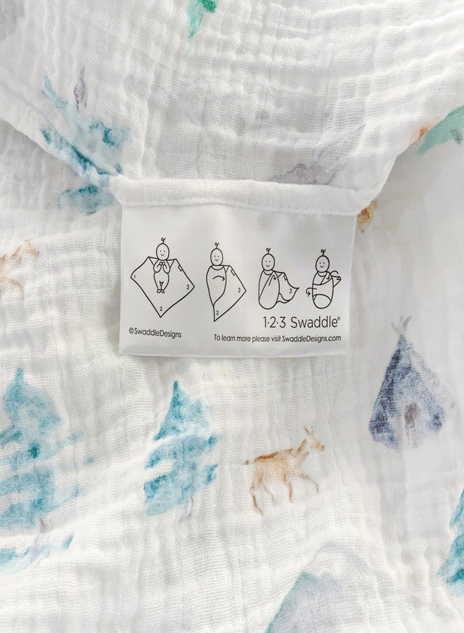 SwaddleDesigns Cotton Muslin Swaddle Blankets for Baby Boy & Baby Girl, Set of 4, Neutral Receiving Blankets for Newborn, Baby Registry & Gift, 46x46 inches, Watercolor Mountains & Trees - Image 3