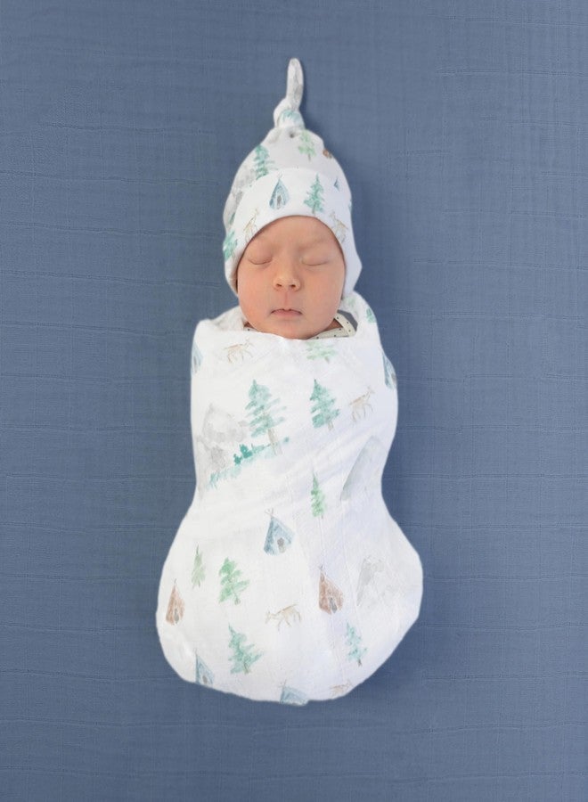 SwaddleDesigns Cotton Muslin Swaddle Blankets for Baby Boy & Baby Girl, Set of 4, Neutral Receiving Blankets for Newborn, Baby Registry & Gift, 46x46 inches, Watercolor Mountains & Trees - Image 5