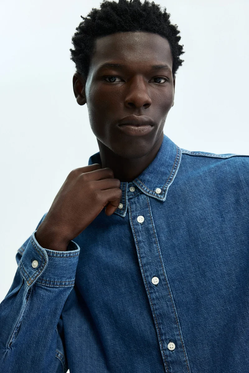 H&M  Oversized Fit Denim shirt for Men | Best Price UAE