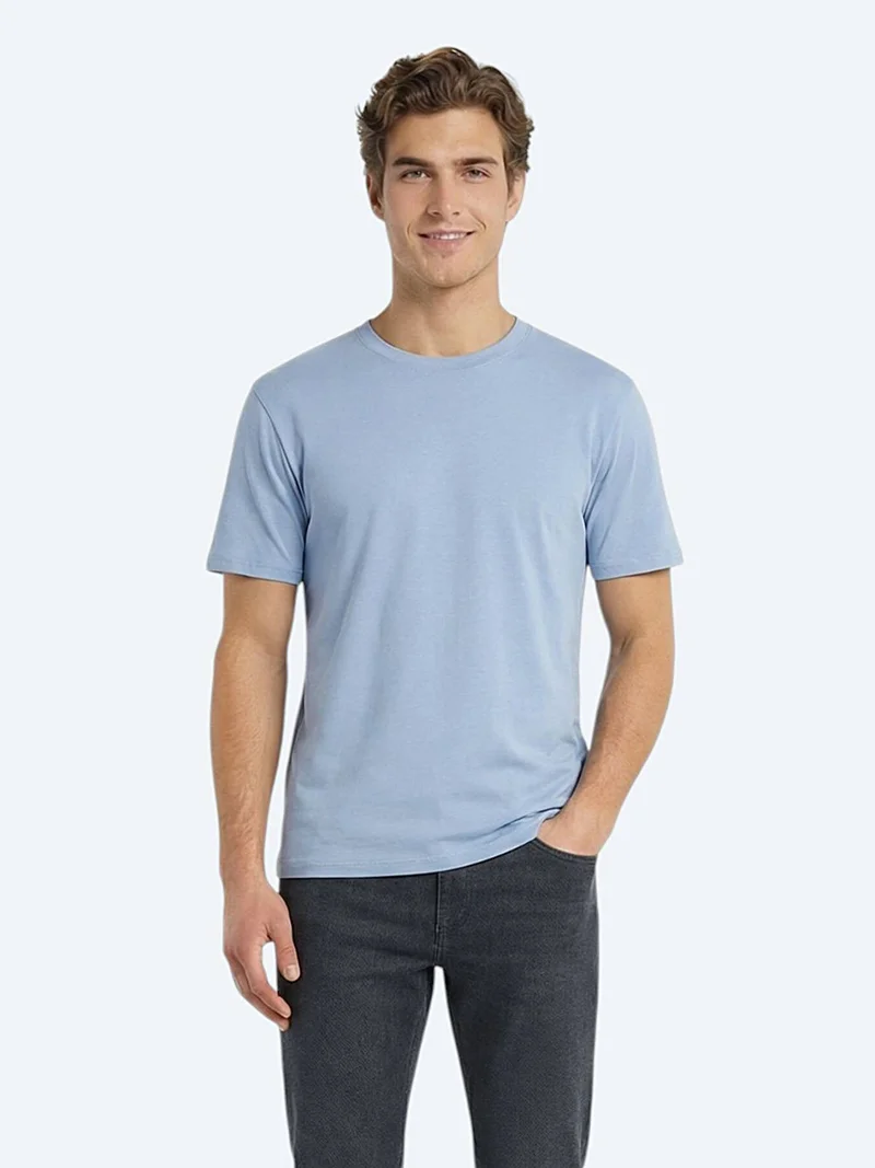 Kip Light Blue Plain 100% Cotton T-Shirt