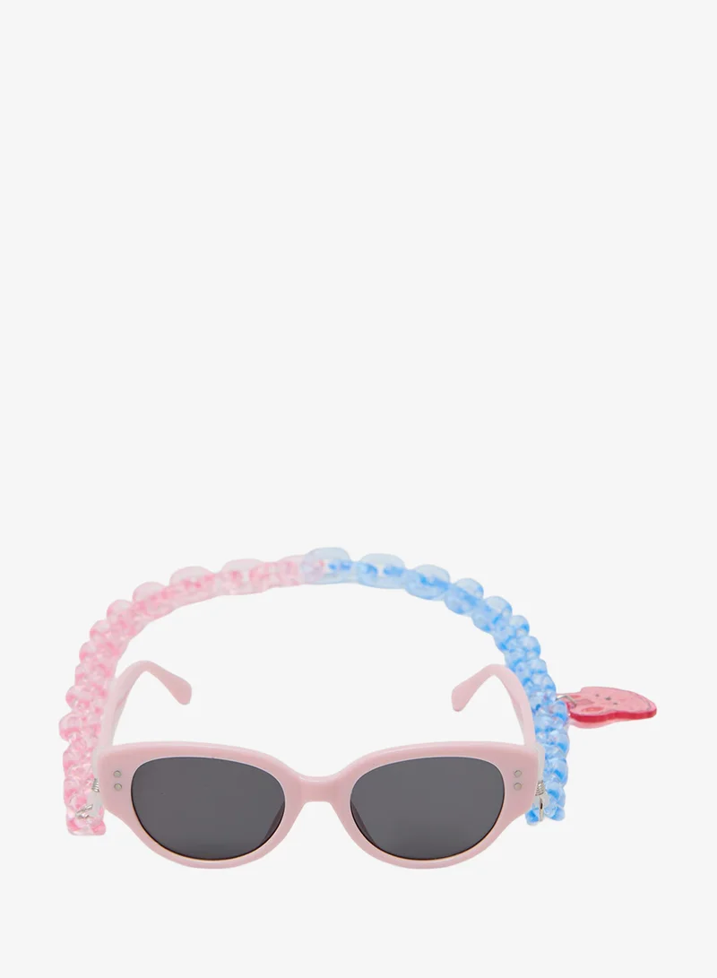 Redtag Girls Assorted Wayfarer Sunglasses With Chain Set