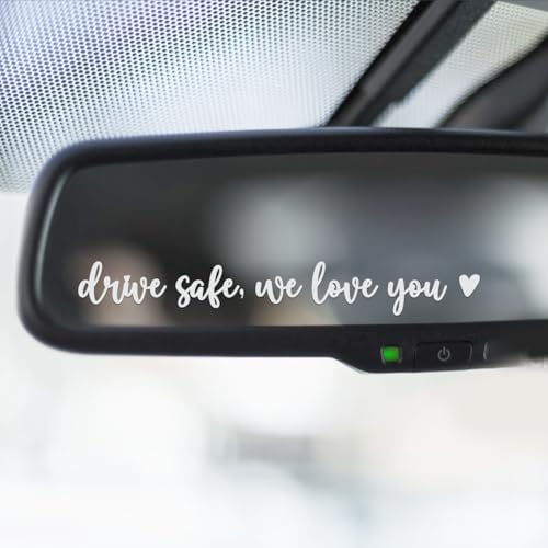 Hangwoous 3X Drive Safe We Love You Rearview Mirror Decal Car Mirrors Sticker Car Stickers For Women I Love You Drive Safe Mirror Sticker - Image 1