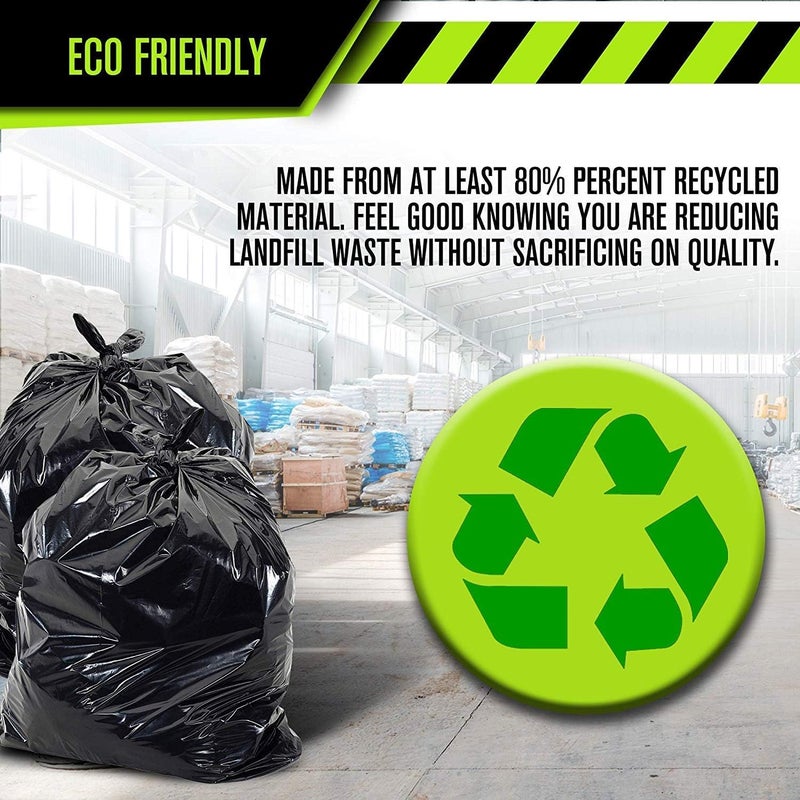 Aluf Plastics 65 Gal Black Heavy Duty Garbage Bags 1.5 Mil - 50"x 48" - Pack of 50 - For Contractor, Outdoor, Construction, & Storage - Image 5