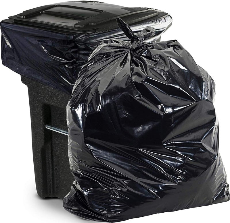 Aluf Plastics 65 Gal Black Heavy Duty Garbage Bags 1.5 Mil - 50"x 48" - Pack of 50 - For Contractor, Outdoor, Construction, & Storage - Image 1