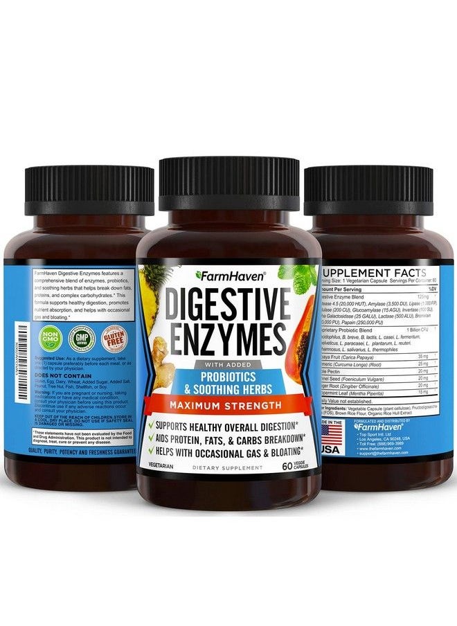 FarmHaven - Digestive Enzymes With 18 Probiotics & Herbs ; Papaya Bromelain Protease & More For Lactose Absorption & Better Digestion ; Helps Bloating Gas Constipation ; Vegetarian 120 Capsules - Image 1