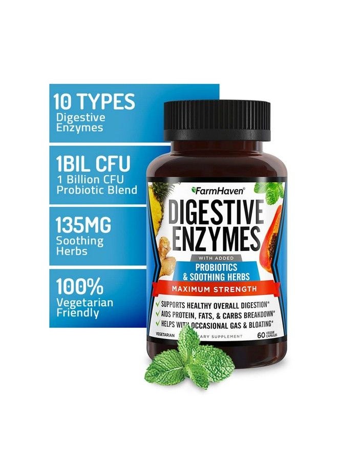 FarmHaven - Digestive Enzymes With 18 Probiotics & Herbs ; Papaya Bromelain Protease & More For Lactose Absorption & Better Digestion ; Helps Bloating Gas Constipation ; Vegetarian 120 Capsules - Image 1
