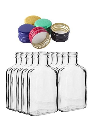 10 pocket flask bottles 200ml with color screw caps for wine whisky or spirits