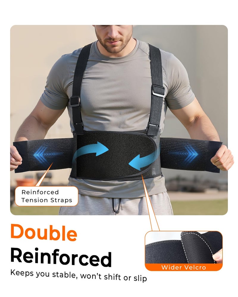 changenow Medical-Grade Work Back Brace with Adjustable Shoulder Straps [Stronger Support & Breathable Mesh] Lower Back Support Belt for Men Women - Pain Relief for Lifting, Warehouse, Construction & Moving - Image 3