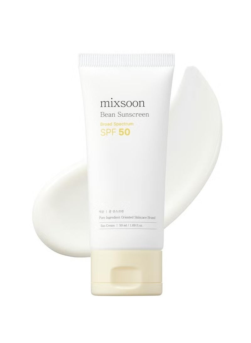mixsoon Bean Sunscreen 1.69 Fl. Oz. / 50ml SPF 50 Airy Texture Type Lightweight No White Cast For Face Korean Glass Skin Care - Image 1