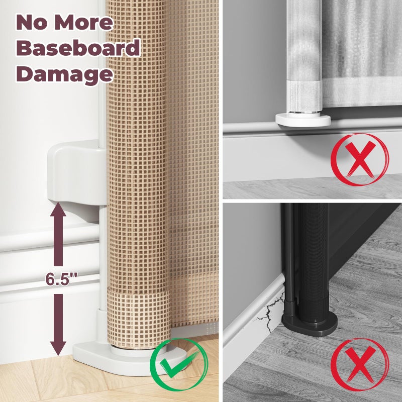Cideny Retractable Baby Gate for Stairs, 55" Wide Mesh Dog Gate Indoor, 34" Tall Child Gate for Doorways, Hallways, Deck, Indoor Outdoor Pet Baby Safety Essentials for Home, Beige - Image 3