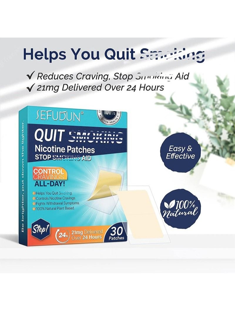 Sefudun - Nicotine Transdermal Patch, 21 mg Step 1 Nicotine Replacement Therapy Aid Patch Easy and Effective, 30 Pcs - Image 1
